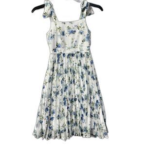 Girls Trixxi Girl White Blue Floral Pleated Sundress Size 7 Easter Dress